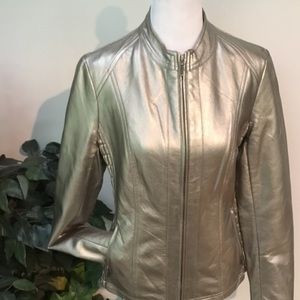 Tribal gold vegan leather  jacket
